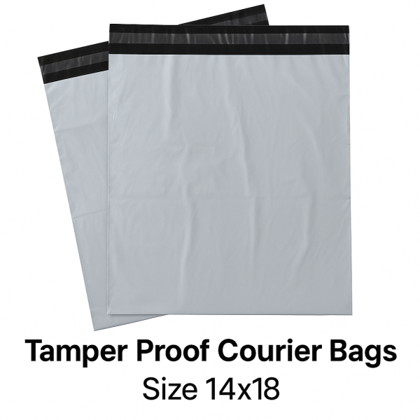 SecureShip® Tamper‑Proof POD Courier Bag with Transparent Jacket – 55 Microns, White‑Black (Large E‑commerce Courier Cover, 14×18 in)