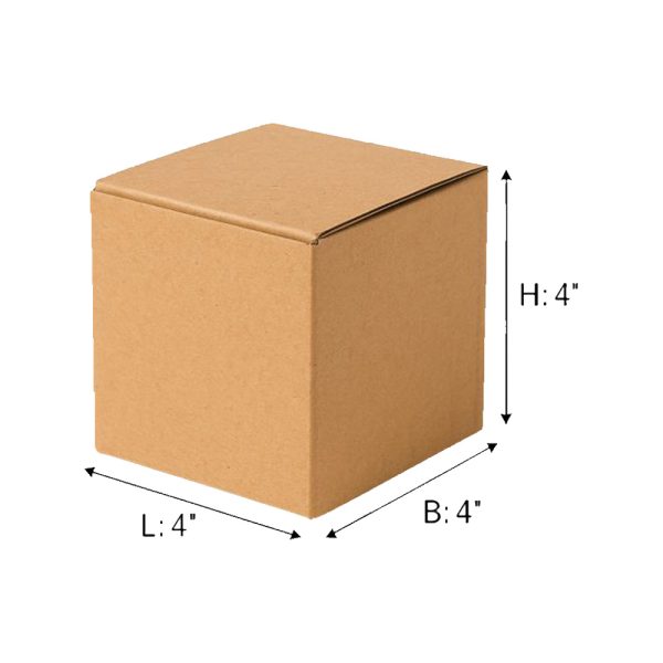 SecureShip® 3 Ply Corrugated Carton Box – Brown Kraft Packaging (4x4x4 in)