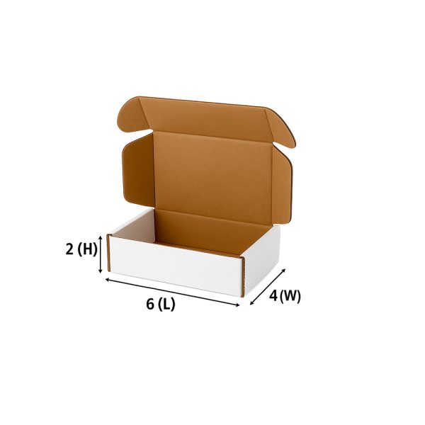 SecureShip® 3 Ply Brown and White Corrugated Flap Box / Mailer Box – 6x4x2 Inches