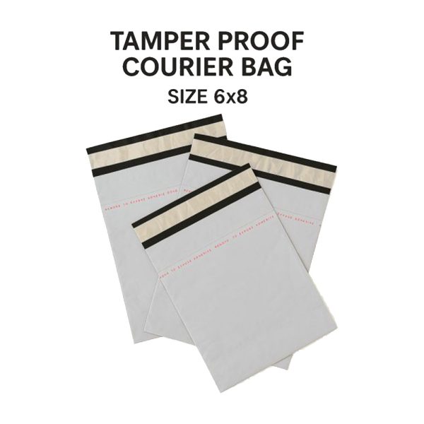 SecureShip® Tamper-Proof POD Courier Bag with Transparent Jacket – 55 Microns, White-Black (E-commerce Shipping Cover, 6×8 in)