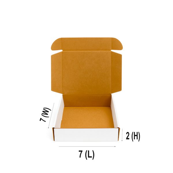 SecureShip® 3 Ply Brown and White Corrugated Flap Box / Mailer Box – 7x7x2 Inches