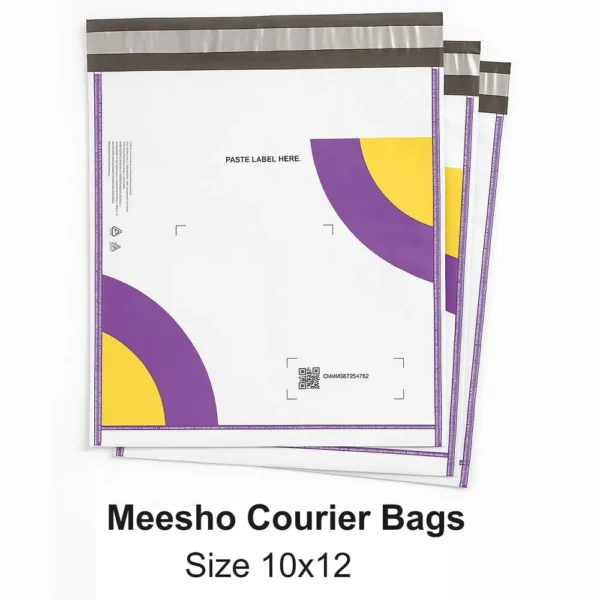 SecureShip® Tamper‑Proof Meesho Courier Bag with Transparent Jacket – 55 Microns, White‑Black (Tamper Evident, 10×12 in)
