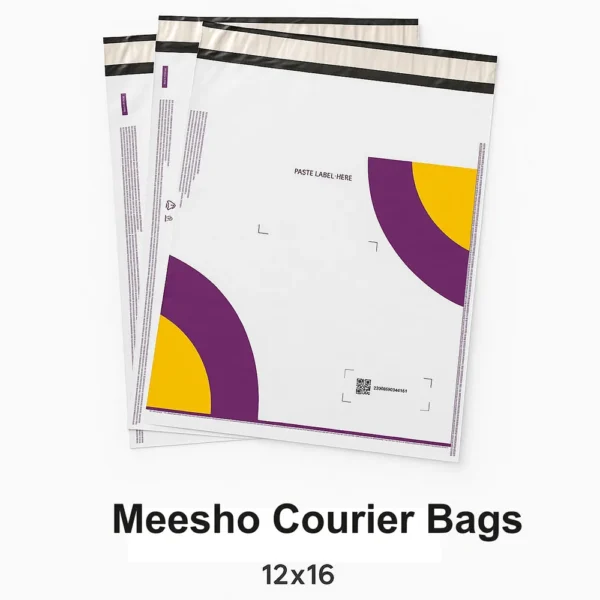 SecureShip® Tamper‑Proof Meesho Courier Bag with Transparent Jacket – 55 Microns, White‑Black (Secure Mailing Bag, 12×16 in)