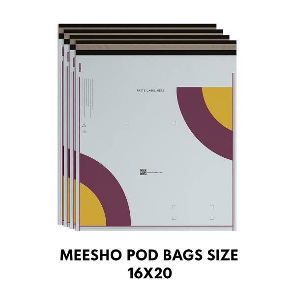 SecureShip® Tamper‑Proof Meesho Courier Bag with Transparent Jacket – 55 Microns, White‑Black (Extra Large Courier Bag, 16×20 in)