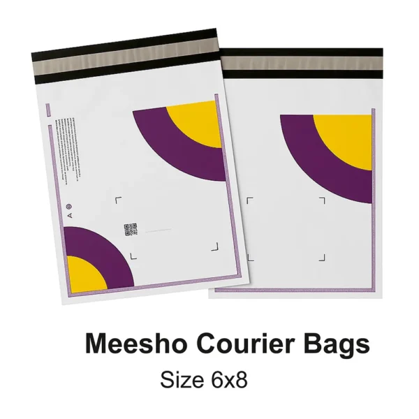 SecureShip® Tamper‑Proof Meesho Courier Bag with Transparent Jacket – 55 Microns, White‑Black (E-commerce Shipping Cover, 6×8 in)