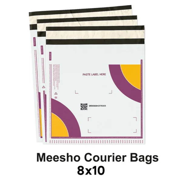 SecureShip® Tamper‑Proof Meesho Courier Bag with Transparent Jacket – 55 Microns, White‑Black (E‑commerce Courier Packaging, 8×10 in)