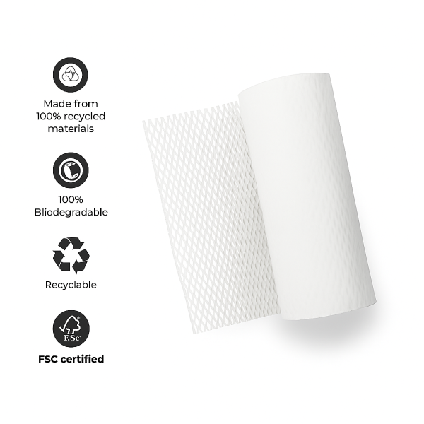 SecureShip® Eco – Friendly Honeycomb Paper Wrap Roll – Plastic – Free Cushioning for E – commerce Shipping (10 – inch Width)