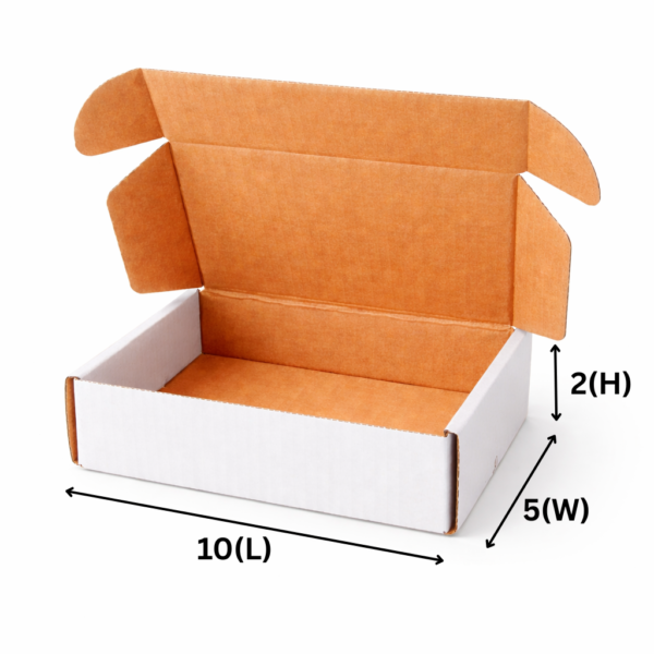 SecureShip® 3 Ply Brown and White Corrugated Flap Box / Mailer Box – 10x5x2 Inches