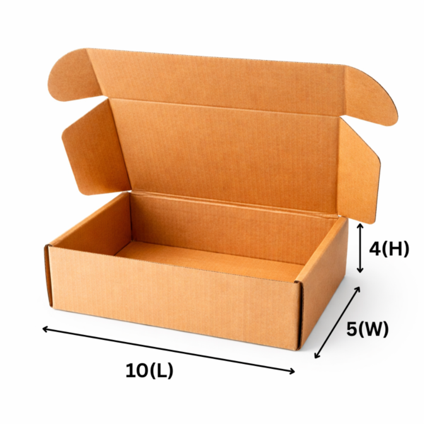 SecureShip® 3 Ply Brown and White Corrugated Flap Box / Mailer Box – 10x5x4 Inches