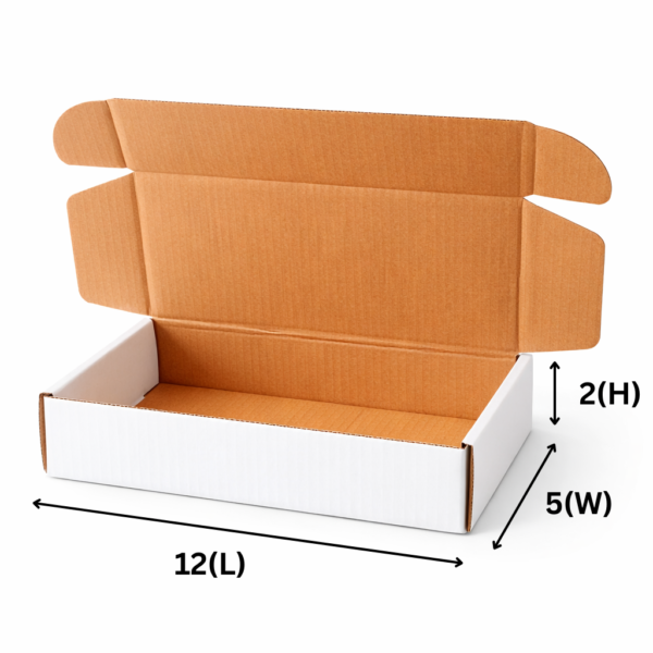 SecureShip® 3 Ply Brown and White Corrugated Flap Box / Mailer Box – 12x5x2 Inches