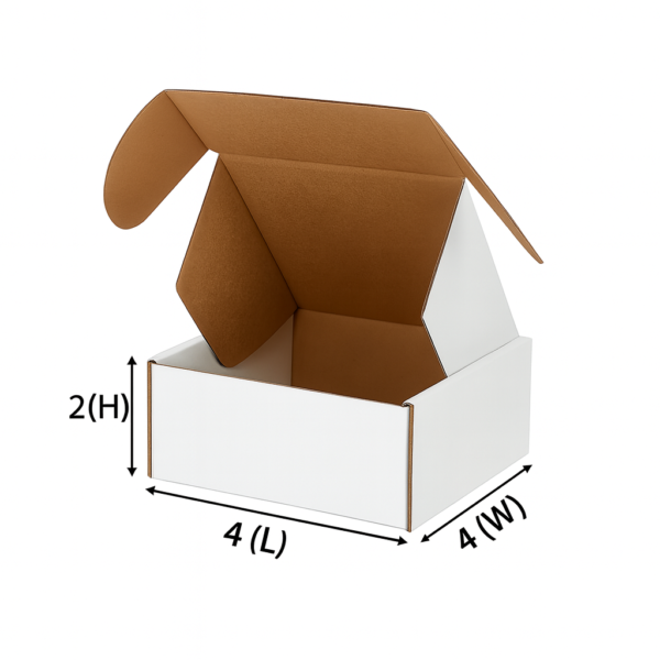 SecureShip® 3 Ply Brown and White Corrugated Flap Box / Mailer Box – 4x4x2 Inches
