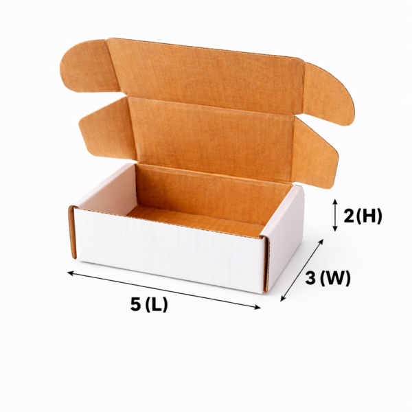 SecureShip® 3 Ply Brown and White Corrugated Flap Box / Mailer Box – 5x3x2 Inches