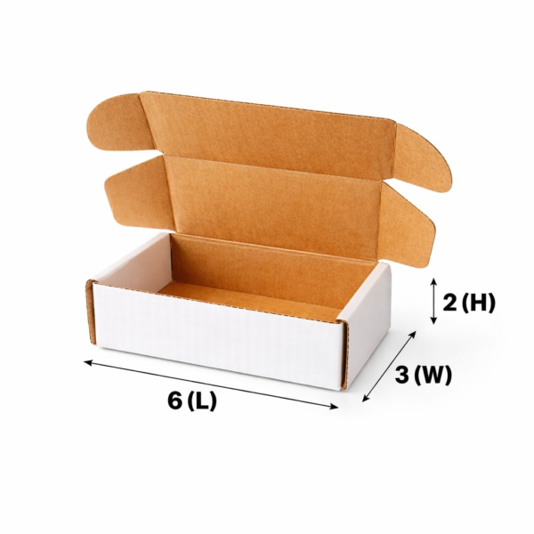 SecureShip® 3 Ply Brown and White Corrugated Flap Box / Mailer Box – 6x3x2 Inches
