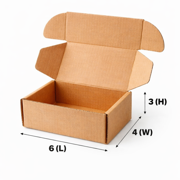 SecureShip® 3 Ply Brown and White Corrugated Flap Box / Mailer Box – 6x4x3 Inches