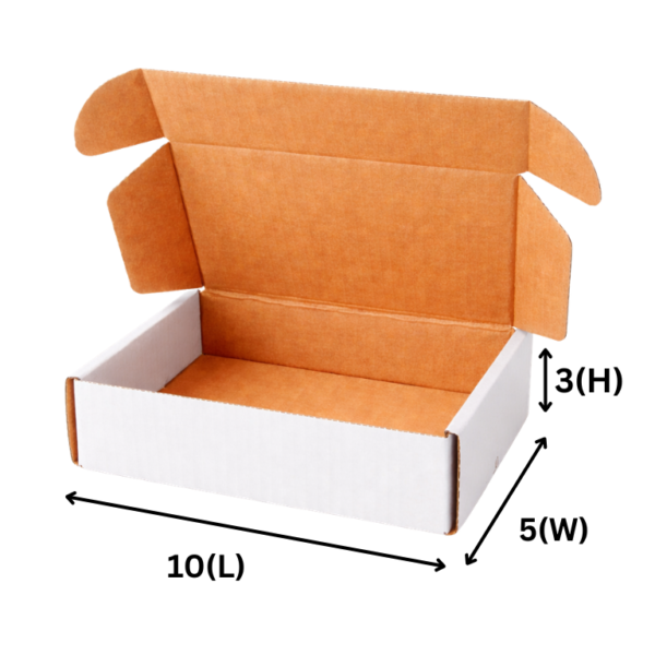SecureShip® 3 Ply Brown and White Corrugated Flap Box / Mailer Box – 10x5x3 Inches