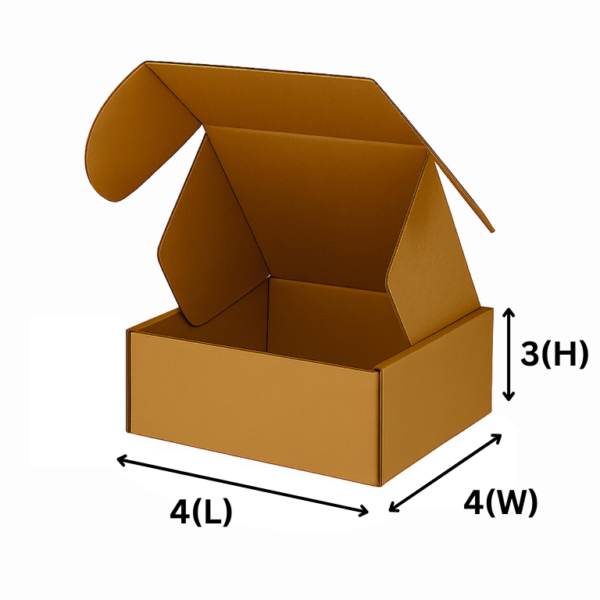 SecureShip® 3 Ply Brown and White Corrugated Flap Box / Mailer Box – 4x4x3 Inches