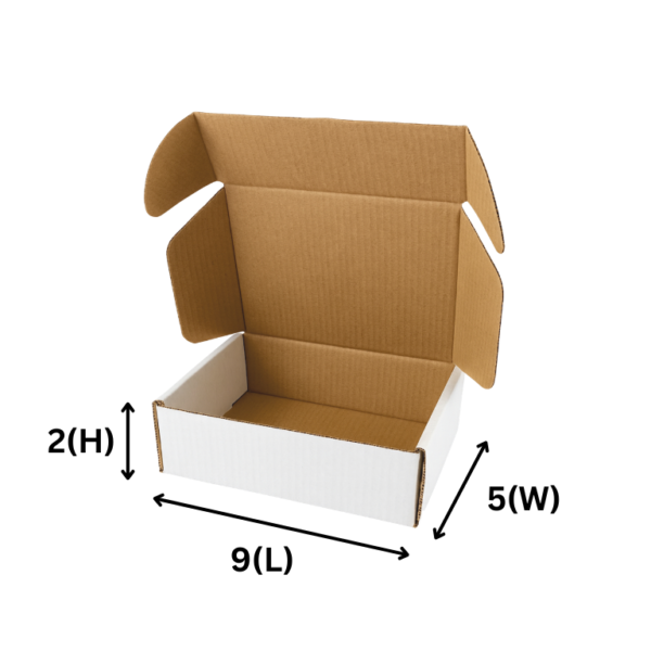 SecureShip® 3 Ply Brown and White Corrugated Flap Box / Mailer Box – 9x5x2 Inches