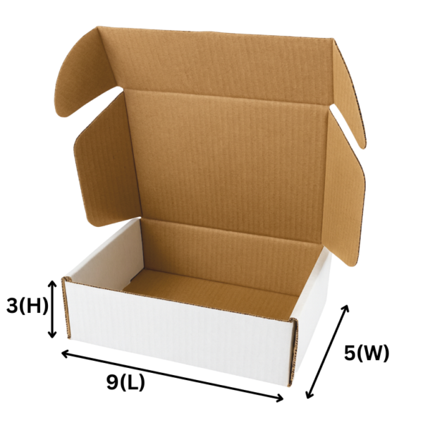 SecureShip® 3 Ply Brown and White Corrugated Flap Box / Mailer Box – 9x5x3 Inches