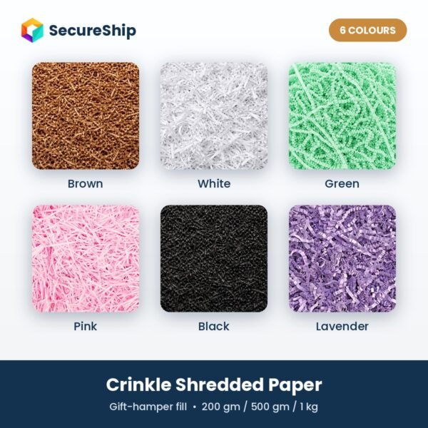 SecureShip crinkle shredded paper in 6 colours