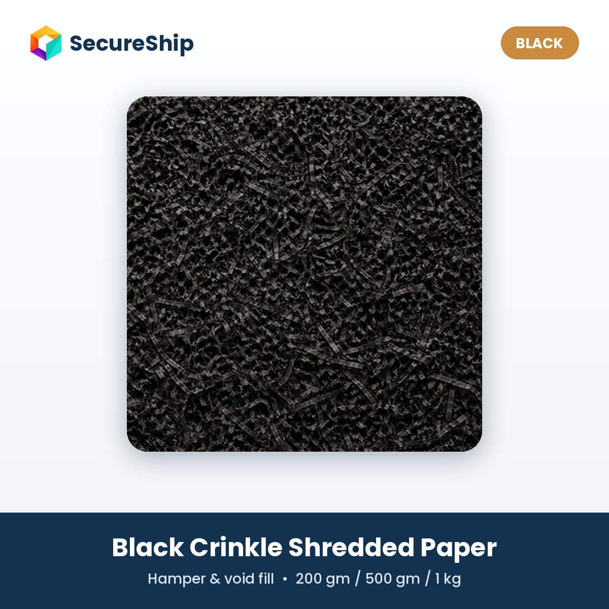 SecureShip black crinkle shredded paper