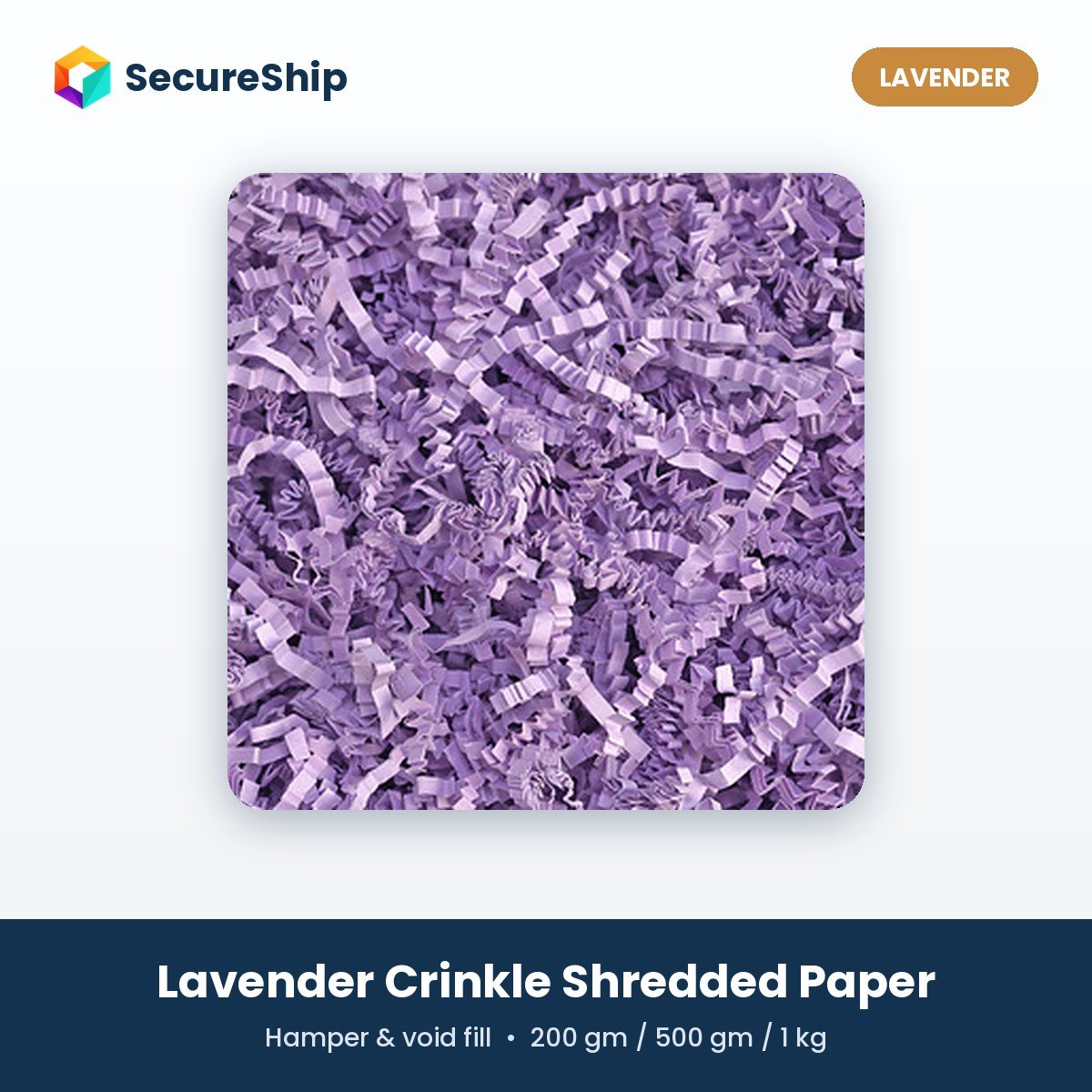 SecureShip lavender crinkle shredded paper