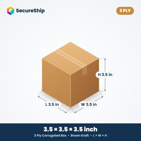3 ply brown corrugated box, 3.5 x 3.5 x 3.5 inches (L x W x H)