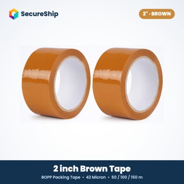 SecureShip 2 inch brown BOPP packing tape, 42 micron