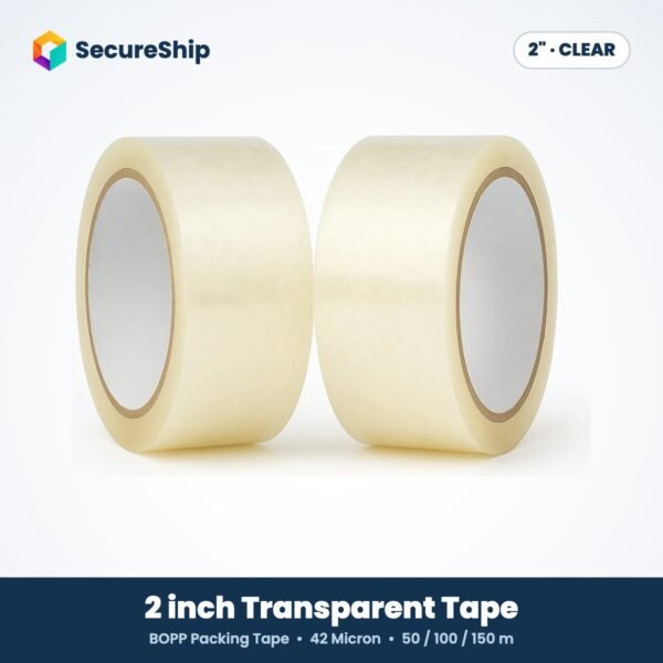 SecureShip 2 inch transparent BOPP packing tape, 42 micron