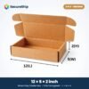 3 ply brown corrugated flap mailer box, 12 x 5 x 2 inches