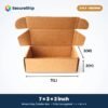3 ply brown corrugated flap mailer box, 7 x 3 x 2 inches