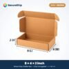 3 ply brown corrugated flap mailer box, 8 x 4 x 2 inches