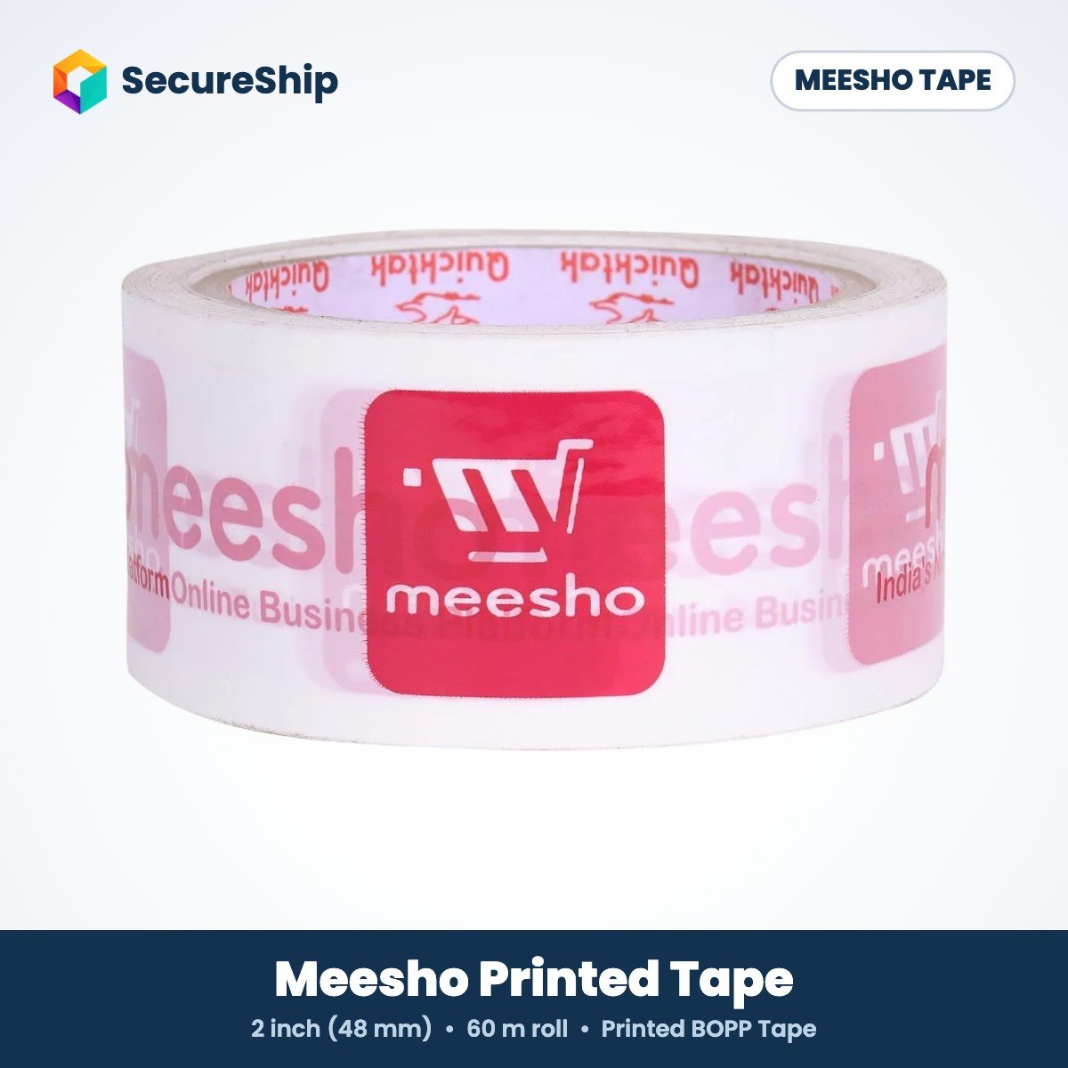 Meesho printed BOPP packing tape, 2 inch 60 m