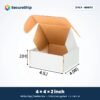 3 ply white corrugated flap mailer box, 4 x 4 x 2 inches