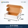 3 ply white corrugated flap mailer box, 6 x 5 x 2 inches
