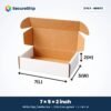 3 ply white corrugated flap mailer box, 7 x 5 x 2 inches